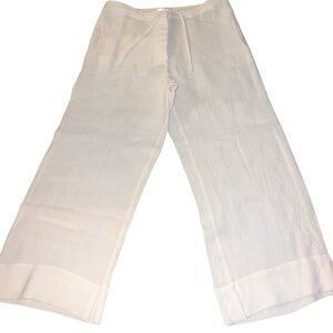 EUC SULU by Kerstin Bernecker Cream Linen Pants Wide Leg High Waist Size 42